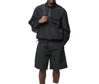 Veste coupe-vent personnalisée en nylon froissé, respirante, avec demi-fermeture éclair, coupe oversize, coupe-vent pour homme