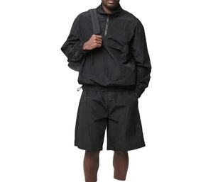 Veste en nylon froissé au design personnalisé, respirante, demi-zippée, coupe oversize, coupe-vent pour homme - Product Image 6