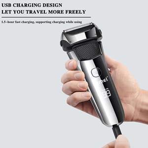 Rasoir Électrique Rotatif Sans Fil pour Hommes, Rechargeable, Étanche IPX7, Double Lame, Tondeuse Corps et Visage pour Utilisation en Camping-Car - Product Image 4