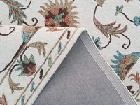 Tapis en laine fait main de qualité supérieure, motif floral de luxe, lavable, antidérapant, à poils ras, pour salon et zone de vie.