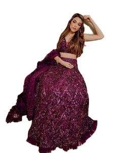 Dernière séquence de broderie de fil de velours de designer Lehenga Choli par Fab Zone - Product Image 1