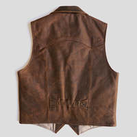 Moda 2025 chaleco encerado cuero de vaca Real con tamaño personalizado marrón hombres 100% Chaleco de cuero genuino tarifa al por mayor