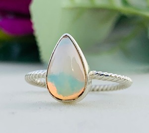 แหวนพลอยโอปอลเอธิโอเปียนทำมือ925เงินสเตอร์ลิง14K ประดับเพชรสไตล์ Boho - Product Image 1