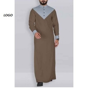Logotipo personalizado impreso hombres Jubba Thobes Material de buena calidad directo de fábrica de talla grande azul liso Jubbah - Product Image 6