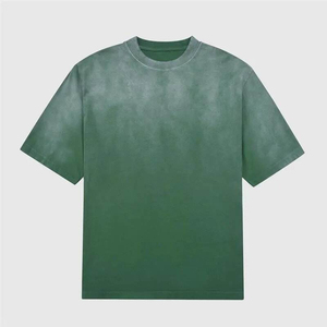 T-shirt en coton vert tie-dye surdimensionné pour homme INDEX APPAREL, manches courtes, col rond, style décontracté, tricoté, couleur unie - Product Image 4