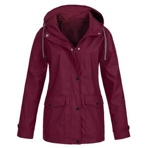 Chaqueta ligera RTS de Otoño Invierno para mujer, cortavientos con capucha de Color sólido, bolsillos, lona, impermeable, a prueba de viento para uso en exteriores - Product Image 6