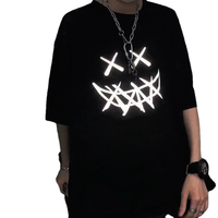 T-shirt pour homme avec impression réfléchissante luminescente, t-shirt surdimensionné personnalisé, style streetwear, broderies, vêtements décontractés pour homme