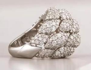 Anillo de bodas de oro blanco de 14kt con aprox. Racimo de cúpula en negrita de diamante redondo de corte Natural de 5 quilates para compromisos de cóctel anillos finos - Product Image 1