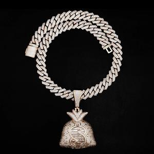 Colgante de diseño de Hip Hop de plata 925 de lujo con diamante de moissanita y bolsa de dinero helado joyería de fiesta personalizable - Product Image 2