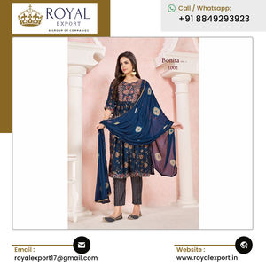 2023 Hermoso diseñador de moda Ropa étnica Seda viscosa Premium con bordado pesado Trabajo y patrón Nyra Kurti Set - Product Image 2