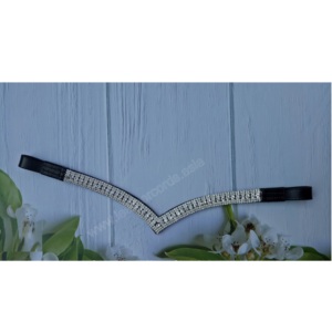 Bandas de cuero de cristal negro o marrón de calidad superior para caballos cosidas sin costuras - Product Image 1