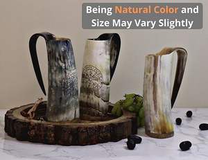 แก้วมักทรงแตรวัว6นิ้วทำมือสไตล์ยุคกลางเป็นมิตรกับสิ่งแวดล้อมอุปกรณ์ดื่มของแท้ประกายธรรมชาติ - Product Image 2