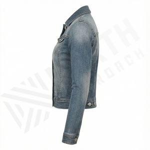 Attractive Men Denim Jacket Regular Sleeves Regular Fit <b>Covered</b> <b>Button</b> Closure Customized Color Winter Look Modern Street Front - Product Image 3