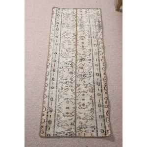 Tapis turc 1,5x3,9 pieds, petit tapis vintage, tapis blanc à fleurs - Product Image 1
