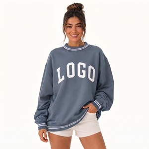 Sweat-shirts pour femmes à col montant, 100% coton de haute qualité, 340 GSM, coupe oversize, épaules tombantes, manches longues, personnalisables avec votre logo, vêtements d'automne - Product Image 1