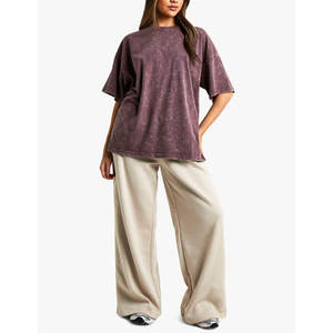 Nueva camiseta informal lavada con cuello redondo para mujer, último estilo, ajuste relajado, camisetas con hombros caídos para mujer - Product Image 6