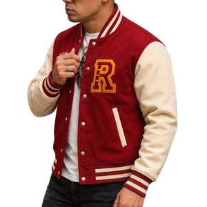 Contraste Tone College Baseball Veste Unisexe Rouge 100% Coton Matelassé À Capuche Respirant Corps pour Manches Varsity Front - Product Image 1