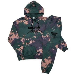 Tie Dye Ripped Hoodie + Conjunto de pantalones de chándal Custom Graffiti Splatter Washed Chándal para hombres Custom Bulk Suppler - Product Image 3