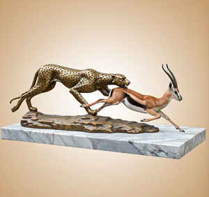 Pirinç leopar ve antilop heykelleri Metal dekorasyon heykel zanaat döküm hayvan leopar heykelcik koleksiyonu ile özelleştirmek - Product Image 5