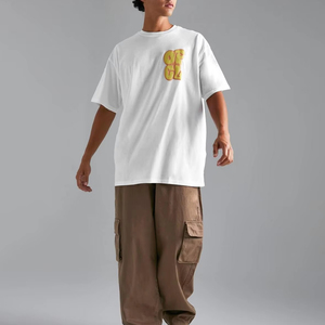 T-shirt impression bouffante 3D t-shirts uni en coton logo bouffé surdimensionné 250 Gsm Boxy T-shirt pour hommes T-shirt lavé à l'acide avec logo - Product Image 3