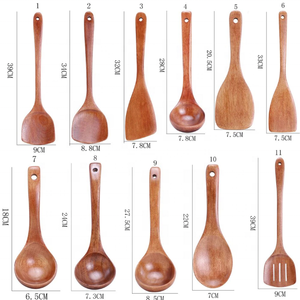 Espátula de madera de coco Natural antiadherente, utensilios de cocina de mango largo, hecho en Vietnam, alta calidad, 4 Uds. - Product Image 2