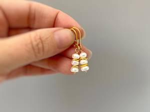 Rose Gold Plated 14k Gold Sterling <b>Silver</b> Freshwater Pearl Gemstone Round <b>Dangle</b> <b>Earrings</b> for Bridesmaids Handmade Gift for Wife - Product Image 4