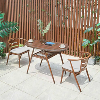 Économisez de l'espace Mobilier de balcon 2 places Ensemble table et chaises bistro Chaises de jardin en aluminium moulé empilables Mobilier de patio