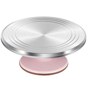 AMIR HANDICRAFTS Plato Giratorio Redondo para Tartas, Hecho a Mano en Aluminio, Reutilizable, No Tóxico, Apto para Lavavajillas - Product Image 1