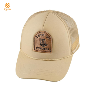 Casquettes à la mode en mousse de polyester Chapeaux de camionneur de conception de corde personnalisés à 5 panneaux Patch tissé Logo Casquettes de camionneur unisexes structurées - Product Image 3