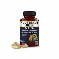 Capsules de Maca, Ginseng Panax et Ashwagandha |   Améliore l'énergie et la résistance |   pour adultes |   Capsules végétariennes |   500 mg