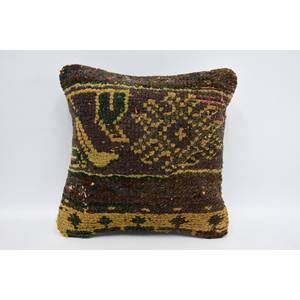 Brun bohème Kantha oreiller 12x12 pouces laine Patchwork Vintage imprimé fleuri tissé coussin décoratif pour literie sol Portable - Product Image 1