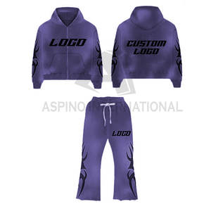 Costumes pour hommes avec logo personnalisé coupe régulière couleur graffiti impression séchage rapide durable 100% coton piste d'hiver lourde - Product Image 6