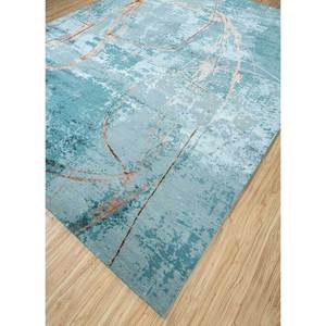 พรมไหมพรมผสมไหมไผ่ถักมือลายฟรีเวิร์ส รุ่น Kavi Blue Lu-54 หนา 10 มม. ลายแบบนามธรรม สำหรับตกแต่งบ้าน ห้องนั่งเล่น ทางเดิน รูปทรงสี่เหลี่ยมผืนผ้า - Product Image 2