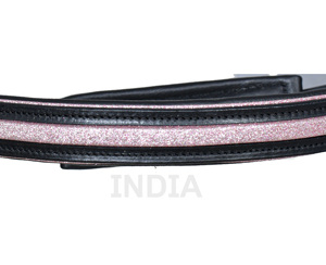 Bridon de cheval en cuir noir de qualité supérieure avec frontal et muserolle à paillettes – Équipement d'équitation anglaise - Product Image 4