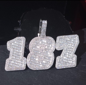 Fine <b>Jewelry</b> Letter Pendants and Charms Iced VVS <b>Moissanite</b> Hip Hop Custom Large Name Cuban Chain Mens 925 Silver <b>Jewelry</b> - Product Image 1