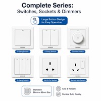 Interrupteur mural électrique intelligent LED de style européen moderne, prise 16A 250V, grand bouton, ultra-fin, en matériau PC, pour usage domestique