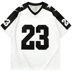 Uniforme de football américain à manches courtes et col en V pour hommes, streetwear, coupe ample, maille respirante, 100% polyester, été - Product Image 5