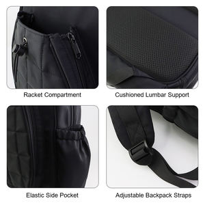 Grand sac de padel pickleball en nylon noir personnalisé pour sports de plein air sac à dos pour <span class=keywords><strong>raquette</strong></span> de tennis avec compartiment à chaussures - Product Image 6