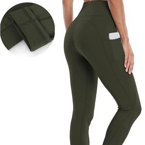 Thermal Fleece Lined <b>Leggings</b> Women High Waist Winter Yoga Pants with Pockets - Product Image 1