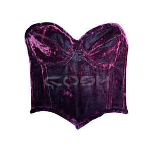 Top Corset Premium de Terciopelo Borgoña con Escote Corazón, Sin Tirantes, para Fiestas y Moda, de Cosh International - Product Image 1