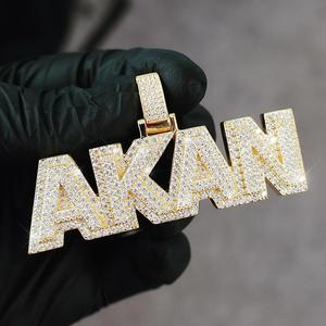 14K chapado en oro blanco 2.20Ct Real Moissanite corte redondo hombres AKAN estilo Hip Hop colgante princesa forma de diamante - Product Image 2