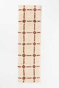 Tapis à poils longs en mélange de laine de coton tissé à la main à grille neutre avec motif géométrique moderne pour décor de sol de salon ou de chambre à coucher - Product Image 4