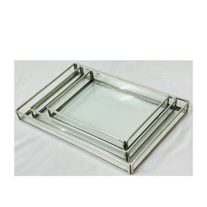 Bandeja de servicio de forma personalizada hecha a mano, plato de acero al por mayor de latón liso simple SS y plato de vidrio - Product Image 2
