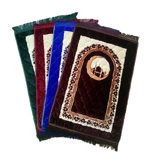 Alfombra de Oración Islámica de Lujo Árabe, Gruesa, de Terciopelo Repujado, Antideslizante, de Color Sólido, Alfombras de Oración Musulmanas Personalizadas al por Mayor - Product Image 2