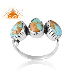New Pattern Design 925 Silver Natural Kingman <b>Turquoise</b> Gemstone <b>Ring</b> for Women Custom Jewelry Manufacturer - Product Image 1