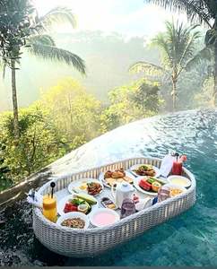 โต๊ะหวายอาหารเช้าลอยน้ําหลายรูปทรง,หวายสังเคราะห์ลอยน้ํา - ถาดหวายขายร้อนในปี 2024 - Product Image 2