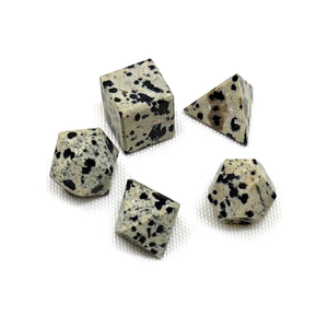 Cristal Dalmatien Jaspe Géométrie 5 Pièces Ensemble Sculpté Sacré Pierre Naturelle pour Guérir les Solides Platoniques Formes Géométriques Uniques - Product Image 3