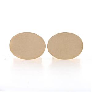 Boutons de manchette ovales gravables en or jaune 18 carats véritable brossé 14 carats Boutons de manchette pour hommes Accessoires de mode - Product Image 1