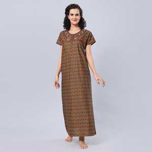 Camisón Largo Informal para Mujer Evolve, 100% Algodón Estampado, Ropa de Dormir Súper Cómoda y Suave de Popelina con Cintura Elástica, Talla XS - Product Image 2