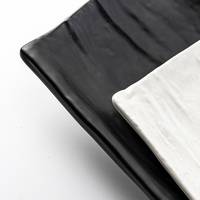 Nouvel ensemble de vaisselle YAYU en porcelaine texturée effet pierre, assiettes noires et blanches en céramique, plateau à dessert design rocheuse